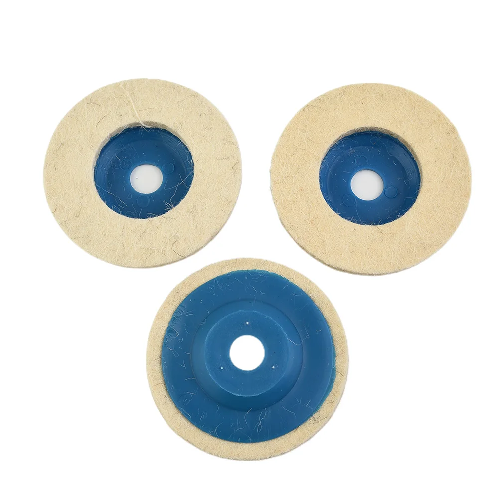 Polish Polishing Discs Blue+Beige Tool Grinder Wheel Felt Pads 3x Grinding 3 pcs 100mm 4 Inch Wool Buffing Sale