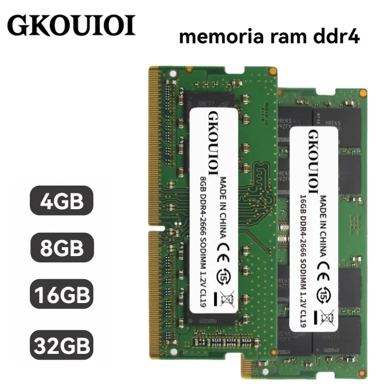 Mémoire pour ordinateur portable DDR4 SODIMM RAM 4 Go 8 Go 16 Go 32 Go 2133 MHz 2666 MHz 2400 MHz 3200 MHz RAM PC4 1,2 V 260 broches Non-ECC Mémoire pour ordinateur portable