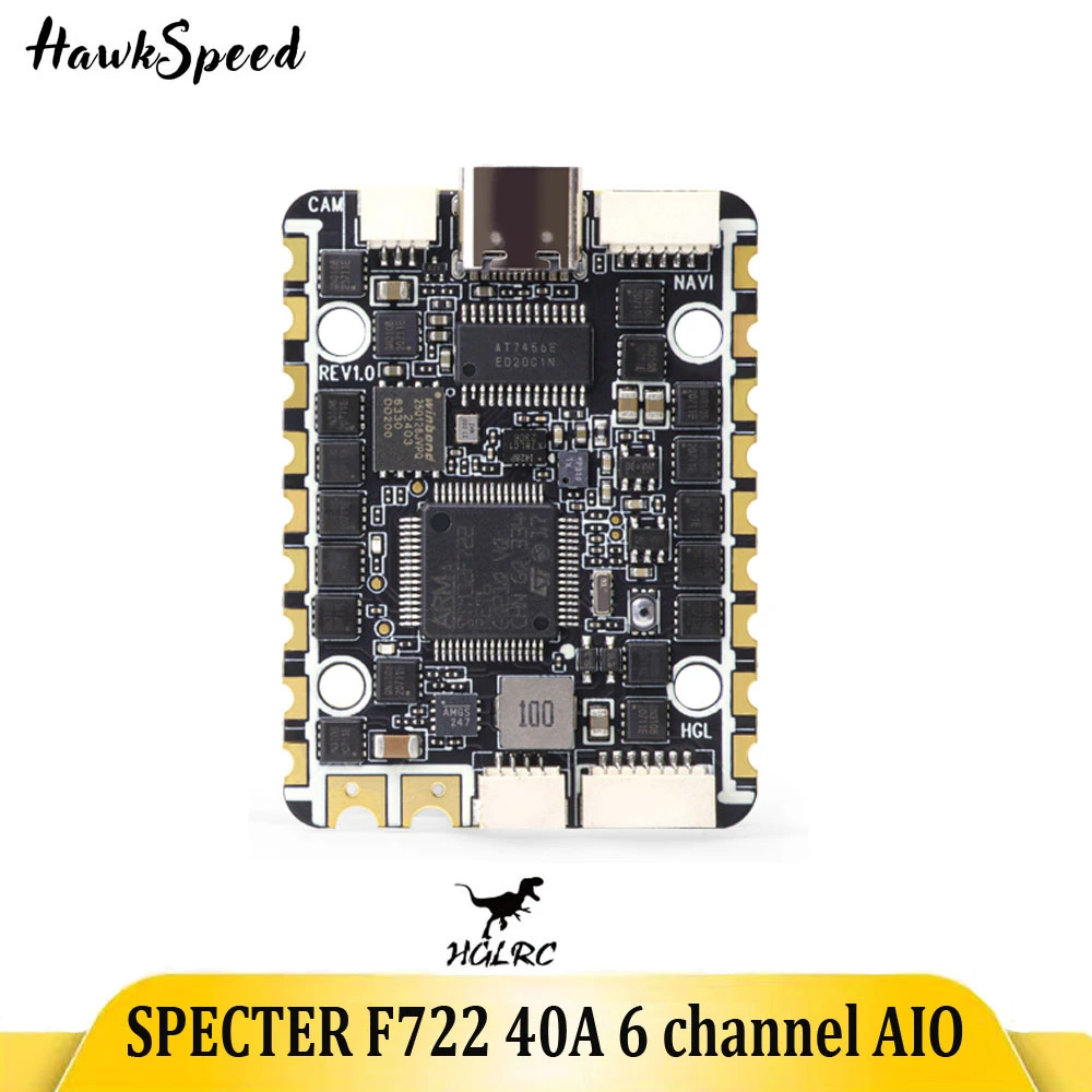 HGLRC SPECTER F722 40A 6-Kanal AIO Flugcontroller 2-6S für Rekon Y6 Sechs-Achsen- und andere gemischte Steuerungstypen FPV-Drohne