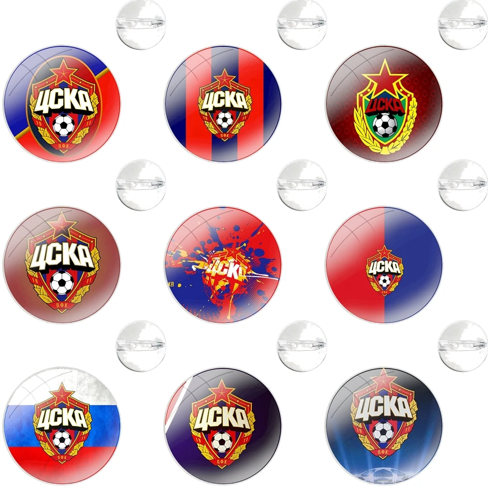 Glass Dome Brooches Shirt Lapel Bag Cute Badge Pins For Clothes Hat Accessories horse CSKA Moscow