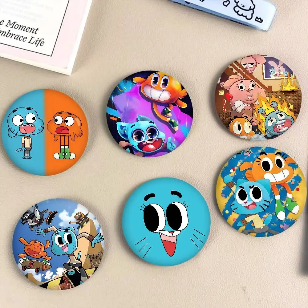 The Amazing World Of Gumball Round Cartoon Brooches Handmade Pins For Backpack Jewelry Accessories Gifts Creative Badge