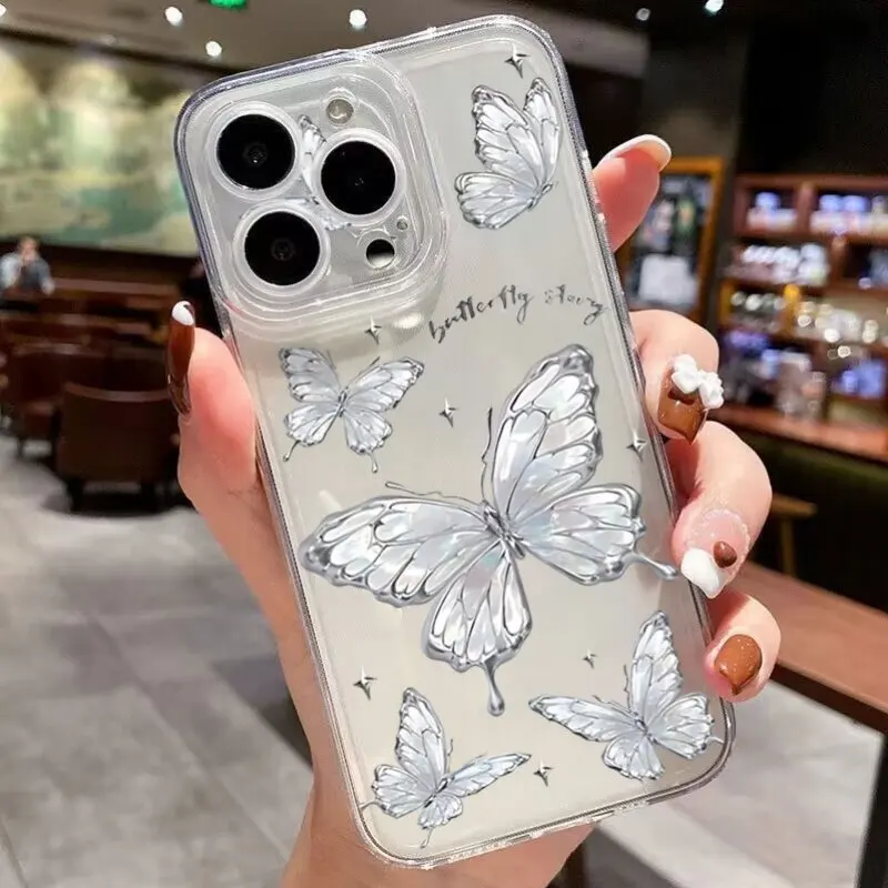 الحبر فراشة جراب هاتف ل Vivo V30 V27 V40 لايت V25 V23 V21E V20 V21 V23E V27E V29E Y200 V30E V20SE S16 S16E لينة واضحة غطاء