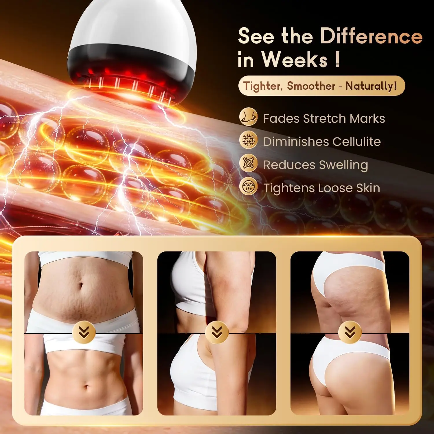 Lymphatic Drainage Massager with Microcurrent, Red Light, Heat & Vibration for Cellulite Reduction and Body Sculpting view 6