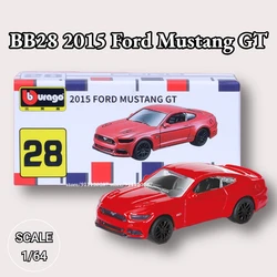 Bburago 1/64 Mini Car Model, BB28 2015 Ford Mustang GT Scale Miniature Art Diecast Vehicle Replica Toy