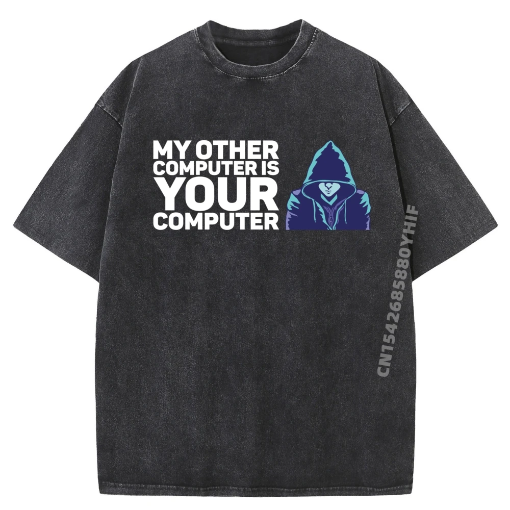 

Мой другой компьютер — ваш компьютер Хакер, серая рубашка, футболка с рисунком, уличная одежда, стираная одежда, мужские топы