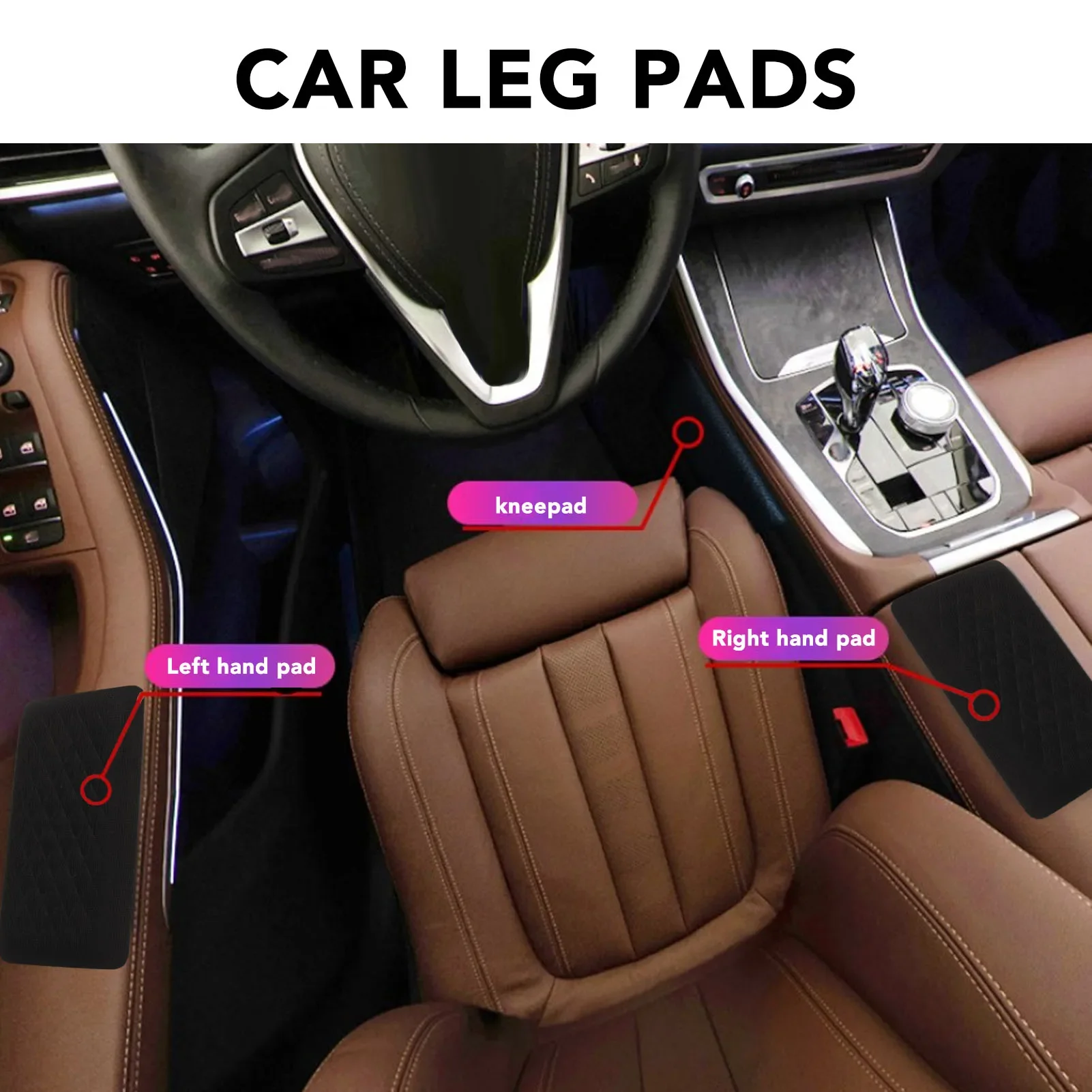 2pcs Car Leg Pads Sponge Soft Universal Automobile Center Console Knee Elbow Pad Cushion Black