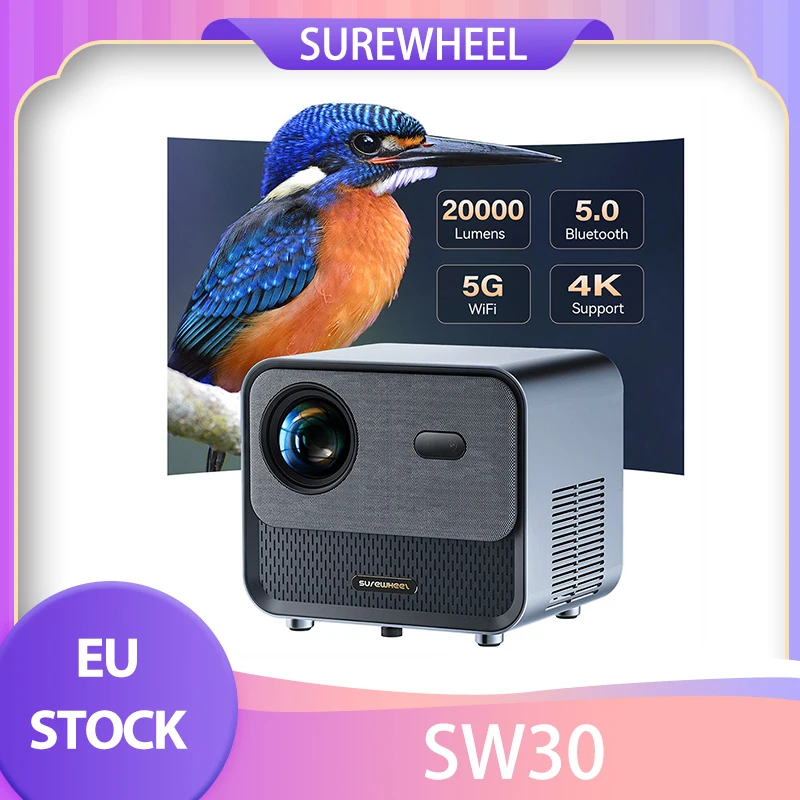 SUREWHEEL SW30 Projector Auto Focus Native 1080P 4K Support 220inch Display 5G WiFi & Bluetooth 5.0 12000 Lumens Smart TV System