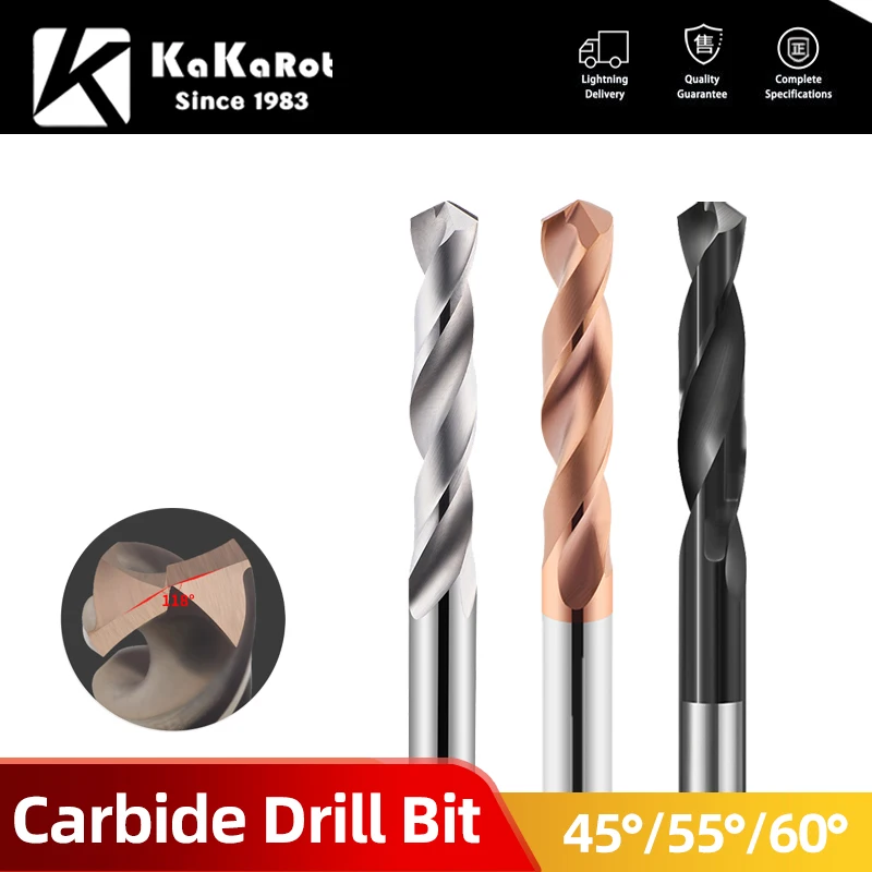 Kakarot broca de carboneto de tungstênio 1.0-10.0mm hrc45/55/60 broca de torção para aço inoxidável ferramenta torno cnc metalworking mordidas