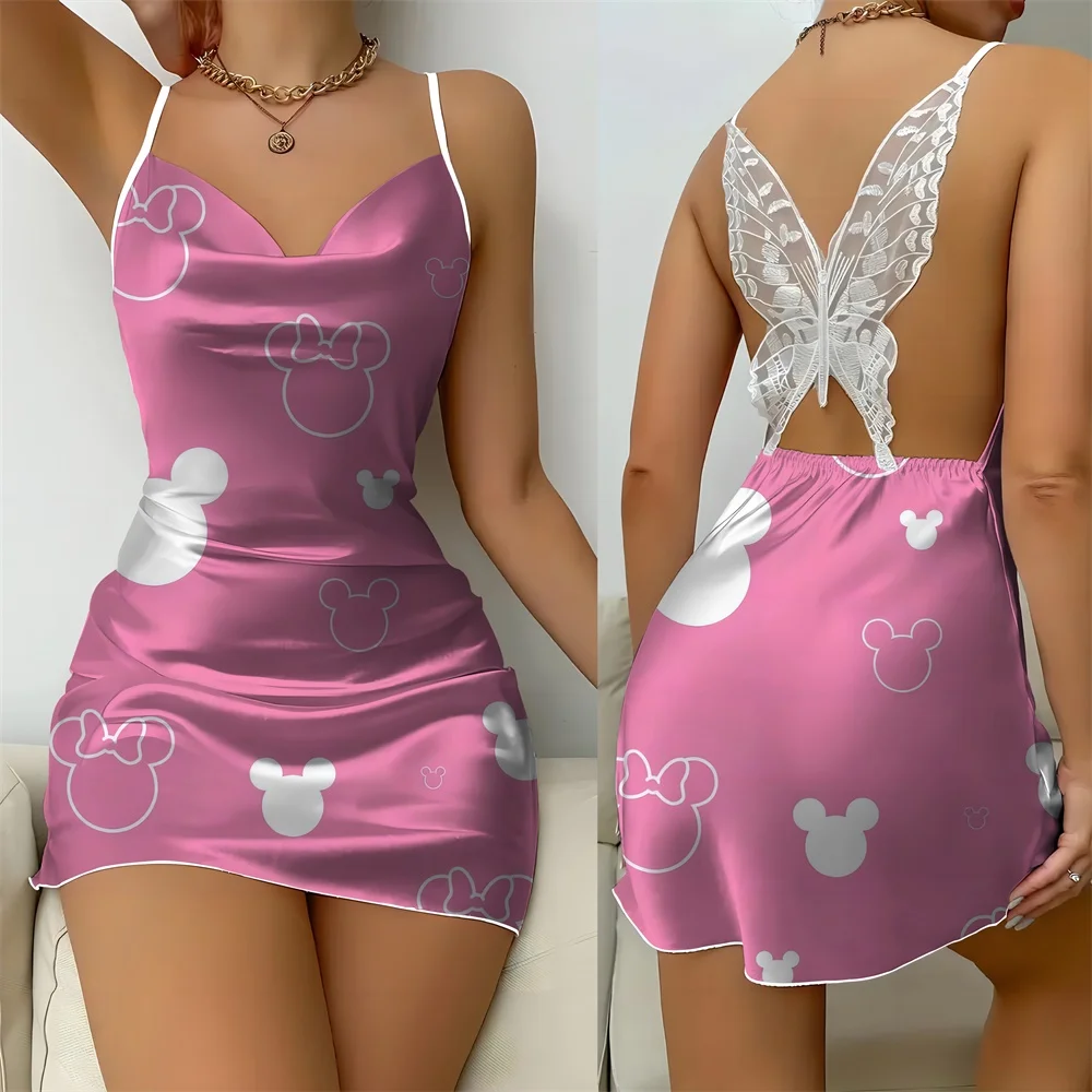 2024 Summer New Pajama for Women Sexy Romantic Female Suspender Sleeping Dress Pretty Disney Cartoon Pattern Women's Nightwear