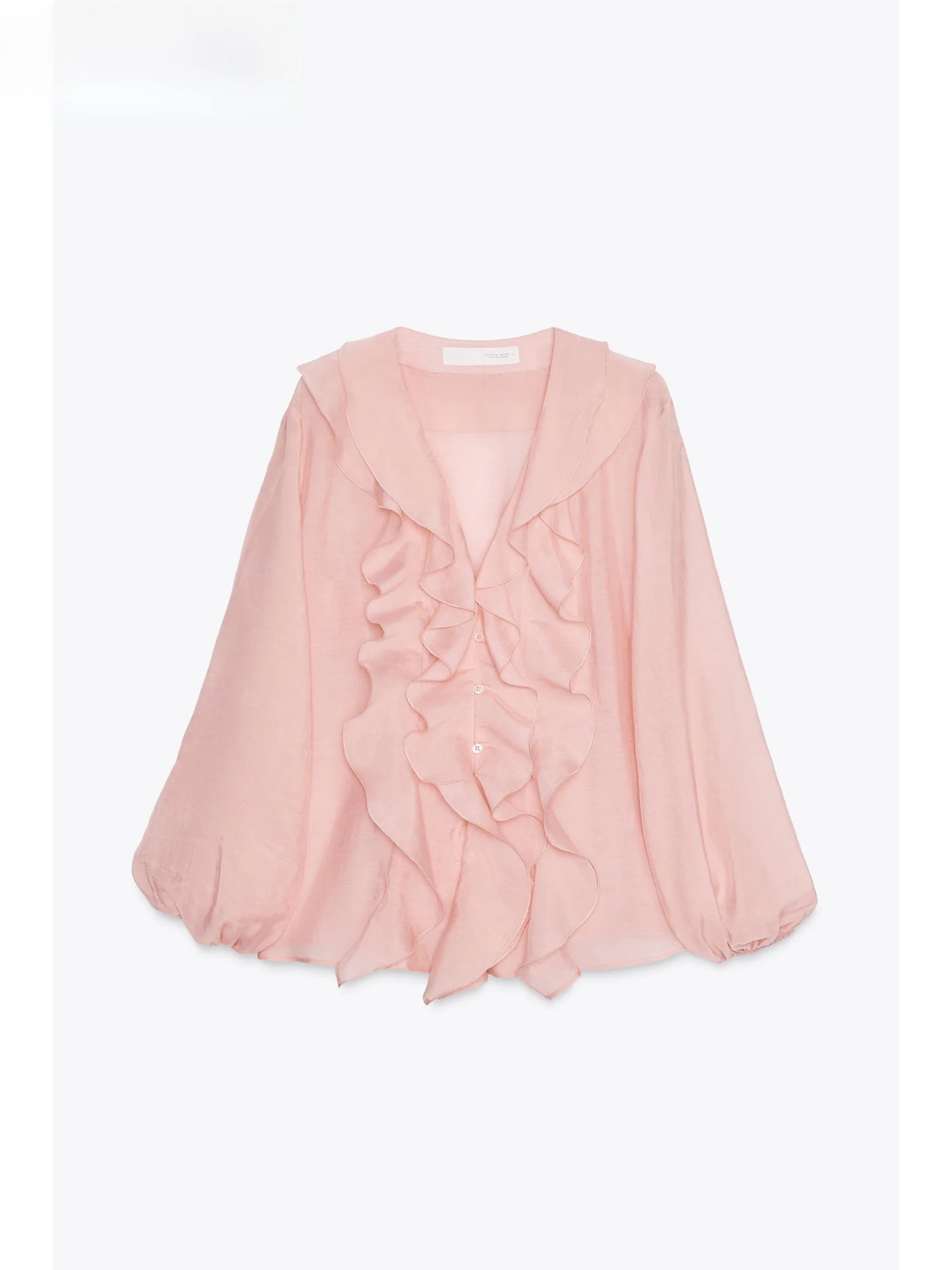 

ZAPRHA Summer 2025 Women's Fashionable Light Weight Loose Shirt Layered Decoration Commute Style Long Sleeve V-Neck Regular L...