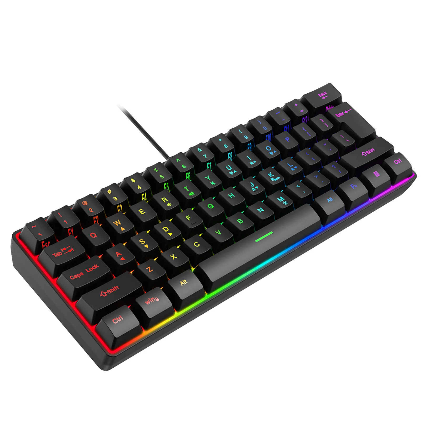 Multiple Color 61 Keys USB Wired RGB 60% Computer Gaming Small 60 Percent Keyboards