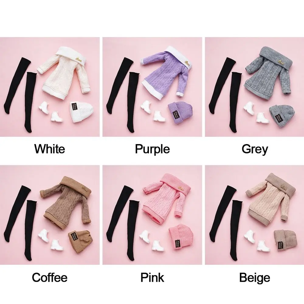 1 Set Casual Truien Broek Schoenen Hoeden Set Voor 1/6 Pop Winterkleding Meisje Pop Dragen Set Voor 29 ~ 32Cm Poppenkleding Accessoires
