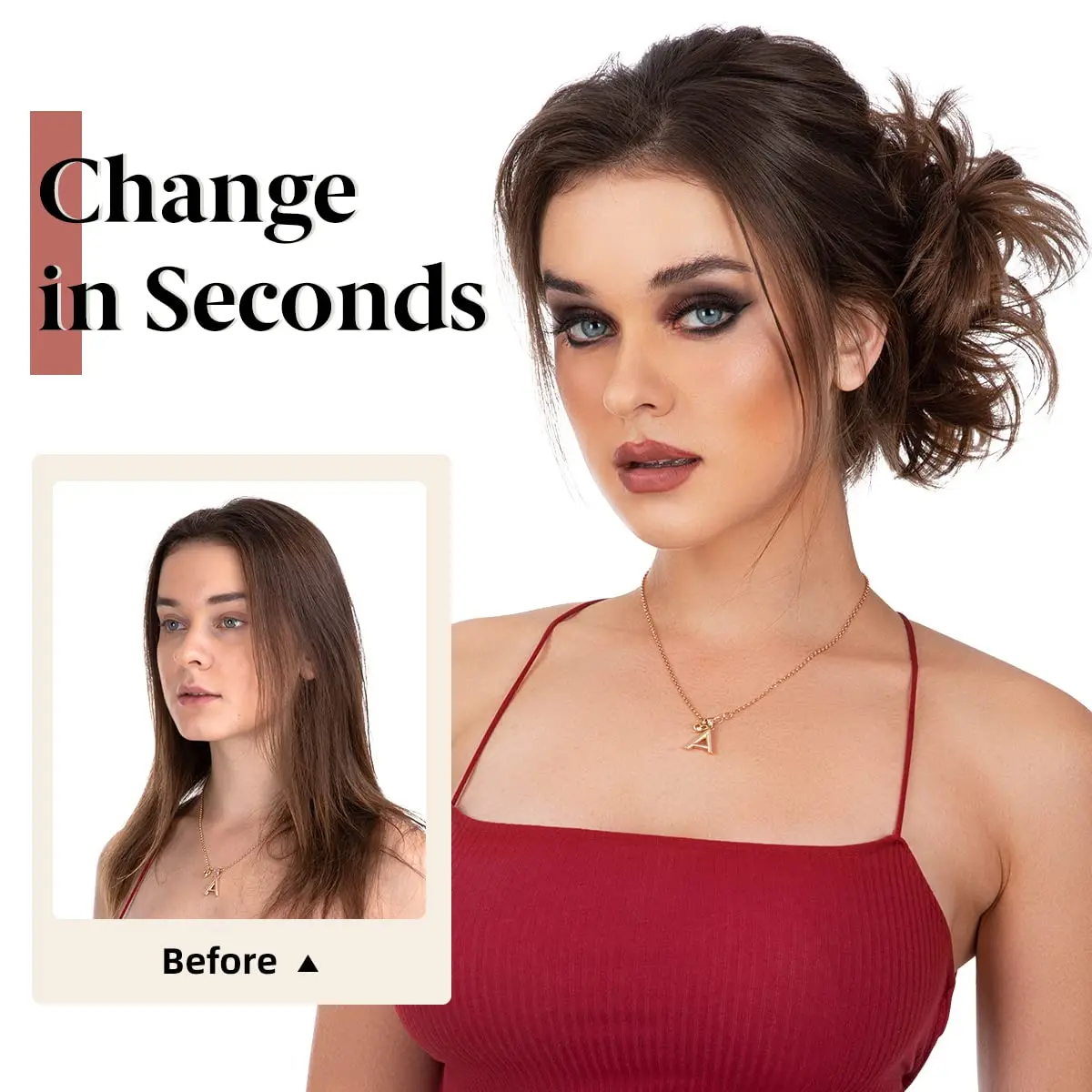 Synthetic Messy Bun Hair Piece Side Comb Hair Bun Hairpiece for Women Short Natural Straight Versatile Adjustable Style Hair Wig