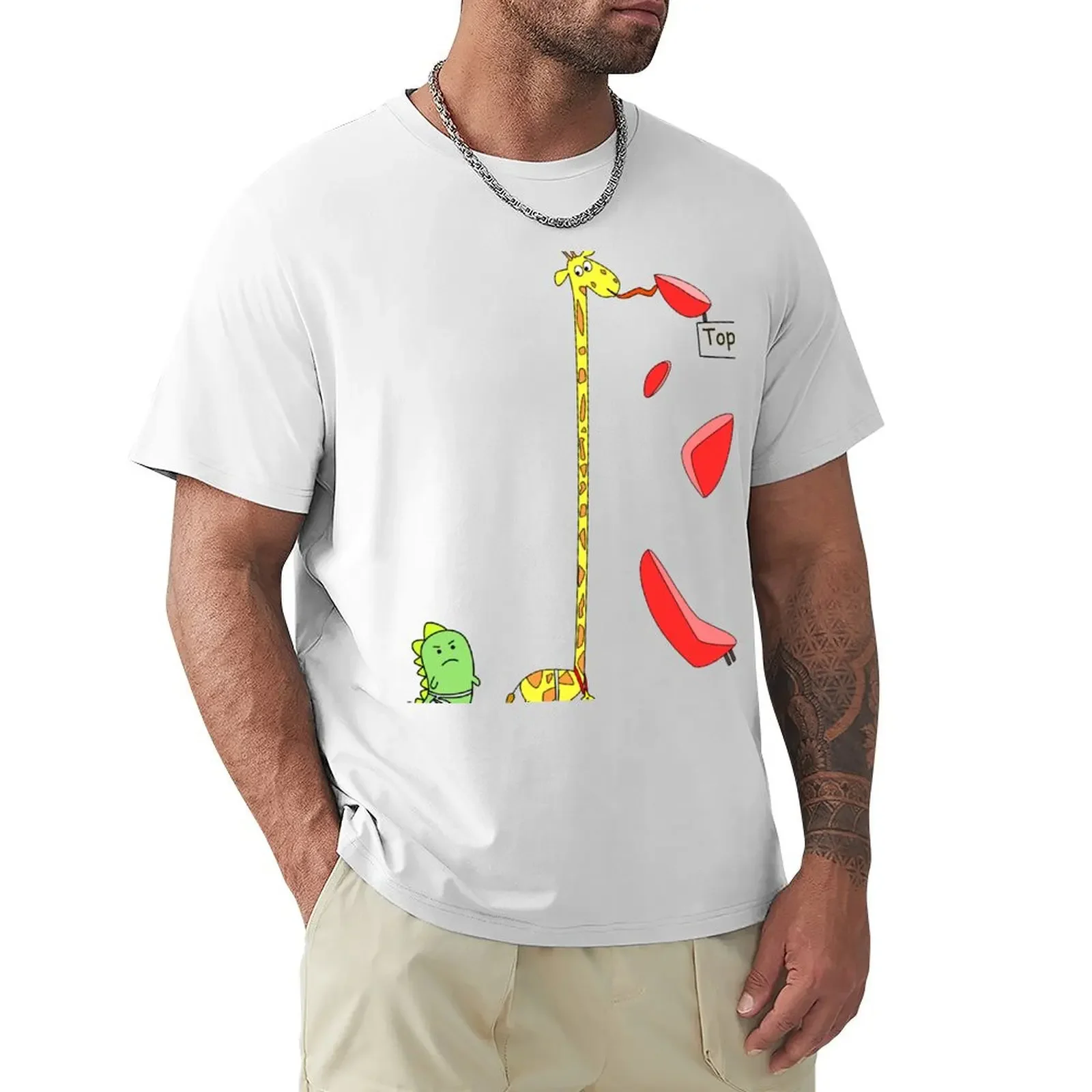 Giraffe and Dino climbing Climbing competition Bouldering T-shirt Blouse funnys men t shirt