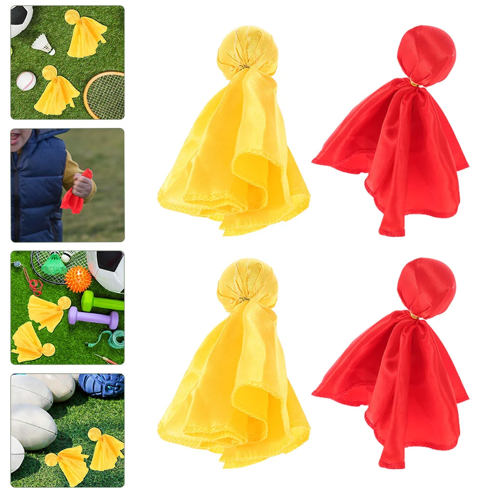 4 Pcs Fishing Rod Rugby Small Yellow Banner Fitness Flag Football Flags Polyester Cloth Soccer Game Accessory