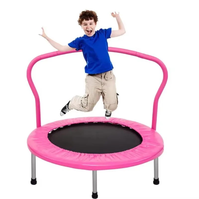 40'' Mini Round Indoor Kids Trampoline Portable Exercise Park with PVC & PU No-Fold Design for Boys Home Use