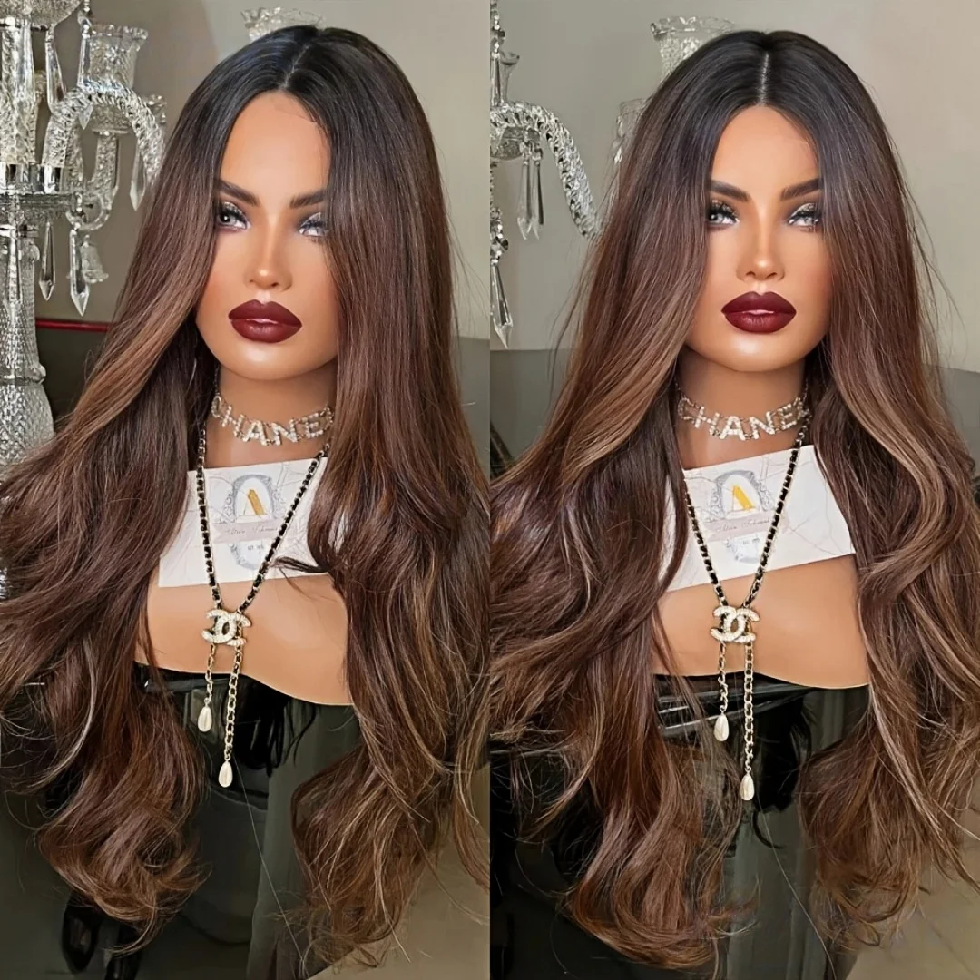 

Glueless Ombre Brown 5x5 Silk Base Jewish Human Hair Extensions Body Wave Soft Hair with BabyHair HD Lace European Preplucked