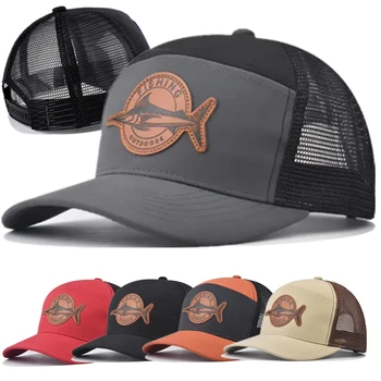 Heißer Verkauf Unisex Seven-Panel Stil Trucker Hut Einstellbare Baseball Kappe Shark Muster Patch Angeln Hut