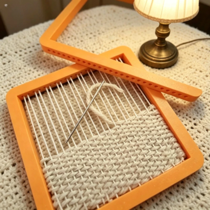 Square Weaving Frame DIY Hand Loom Tool, Beginner Weaving Kit for Yarn Cotton Thread  Parent Interactive DIY Craft Supplies Tool