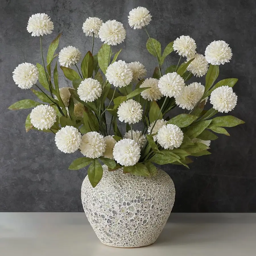 

12 Pcs Faux Silk Pompon Mum Artificial Flowers for Vase 27, Bulk Fake Chrysanth Branches with Stems for DIY Bouquet Centerpieces