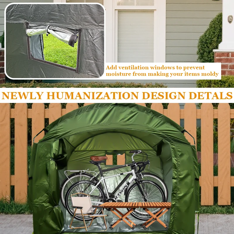 1-2 Bikes Wide Door Bike Storage Tent, Bicycle Shelter, Easy Access Foldable Outdoor Shed - view 4