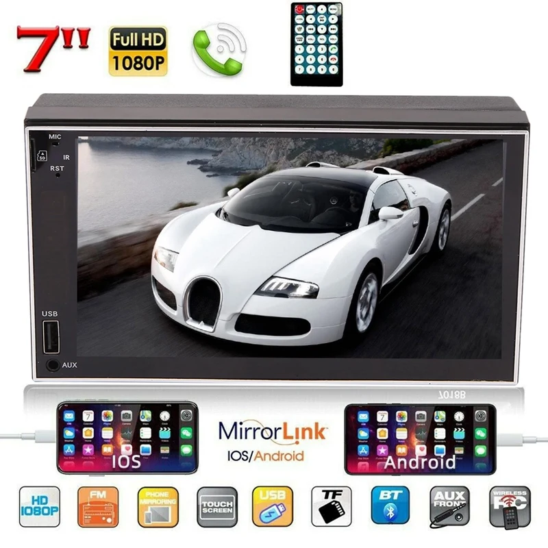 

Double 2 Din 7Inch Car Stereo Radio MP5 Bluetooth Touch Player USB Mirror Link For GPS Bilicar-7053