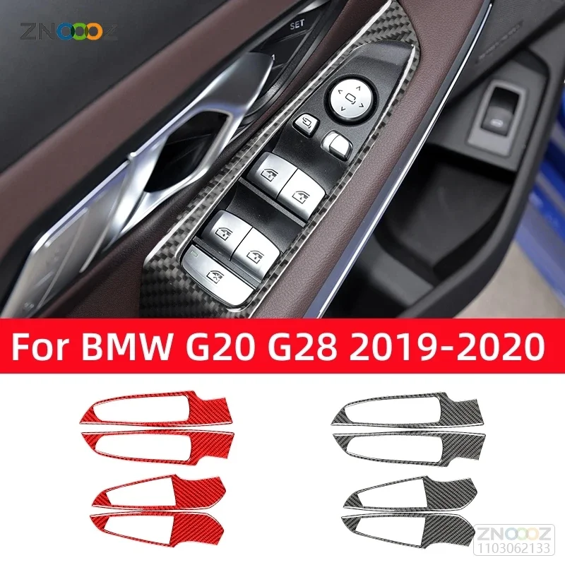 

Для BMW 3 серии G20 G28 2019-2020 аксессуары из углеродного волокна интерьерные автомобильные стеклоподъемные панели управления отделкой обложки рамы наклейки