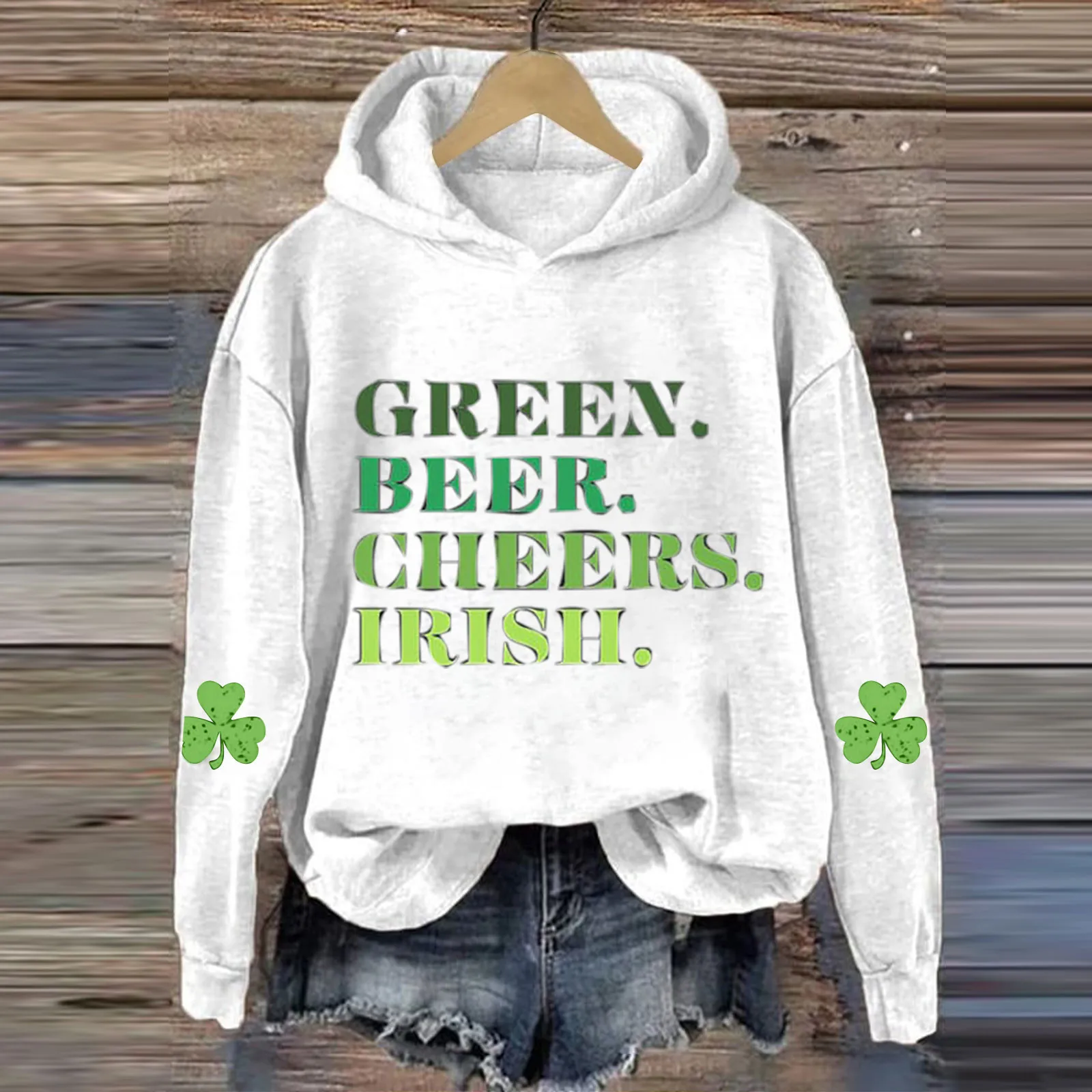 

3.17 Happy St. Patrick’s Day Hoodies Long Sleeve Women Sweatshirt Ireland Festival Clovers Shamrock Print Pullovers Tops