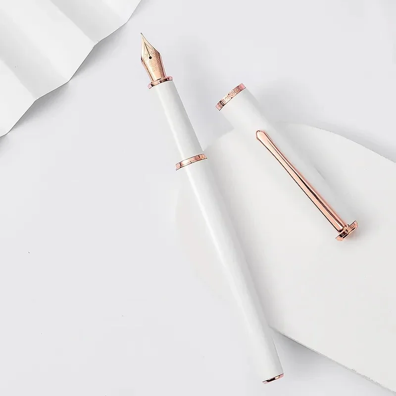 HONGDIAN 920 Rose Gold Fountain Pen Extra Fine/Fine Nib 0.4/0.5mm Ink Pen For Ladies Business Office School Supplies Stationery