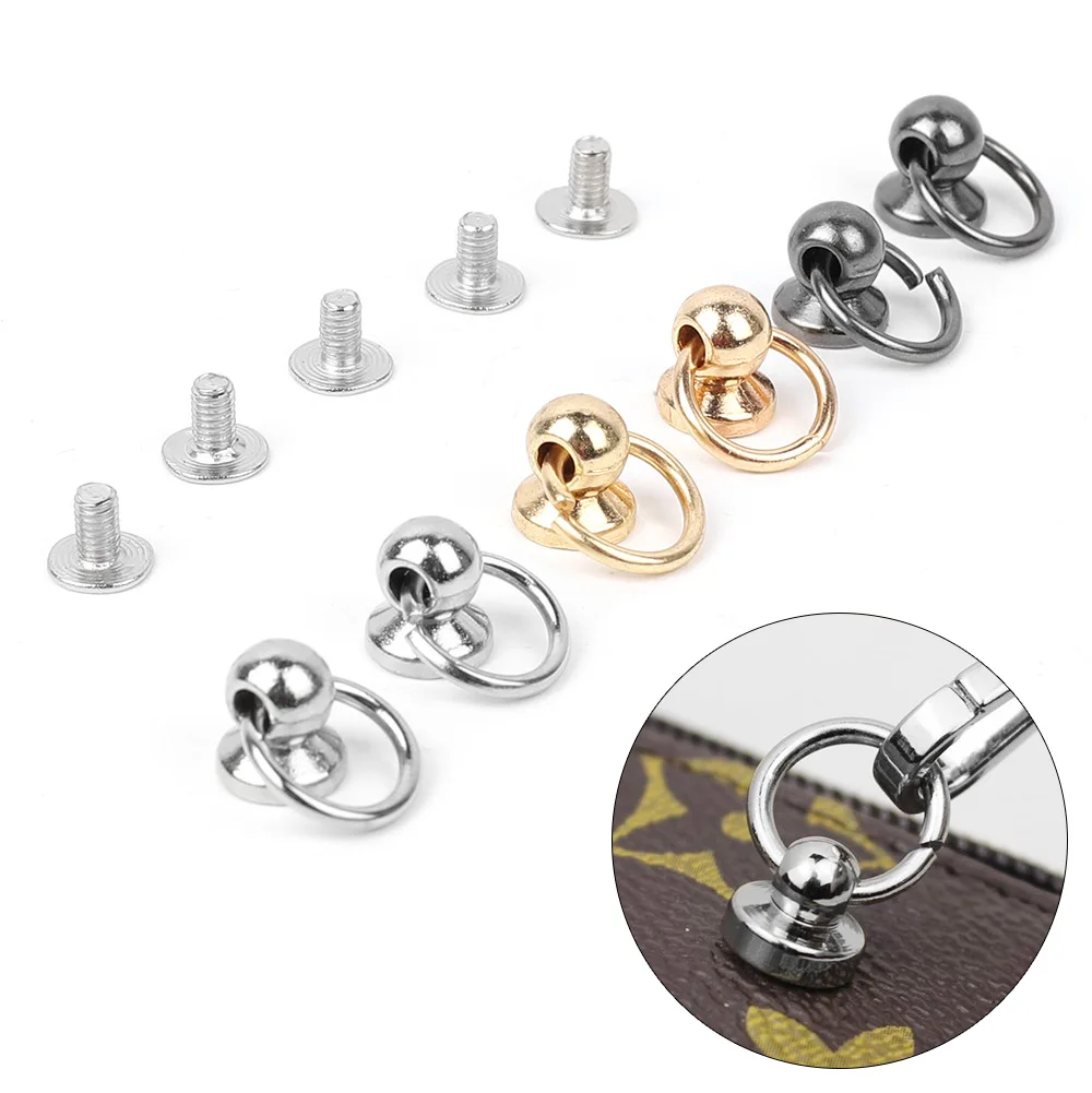 10pcs Metal Zinc Alloy Ball Nail Screwback Chicago Screw Back Rivet Stud Spot with O Ring for Leather Bag Strap Phone Case