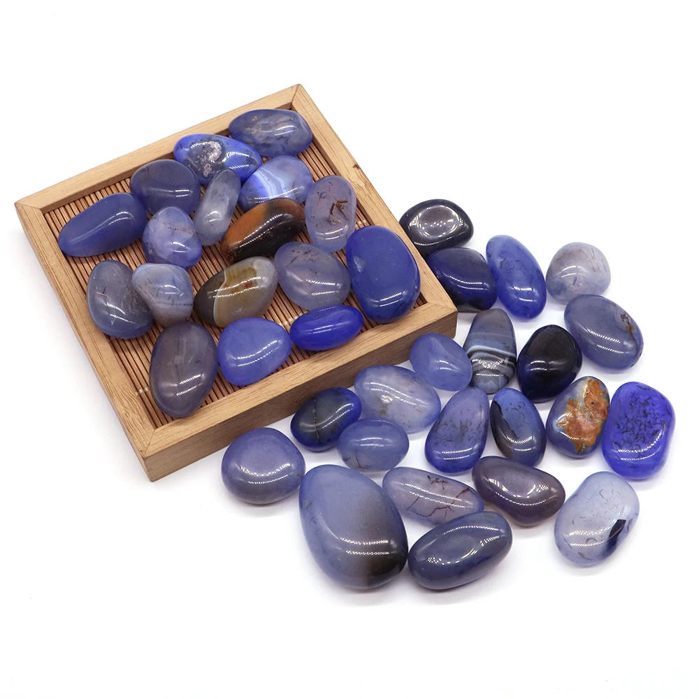 Natural Blue Agate Tumbled Stones Bulk Ore Gravel Specimen Healing Crystals Energy Minerals Tank Aquarium Home Decor Gem Decor