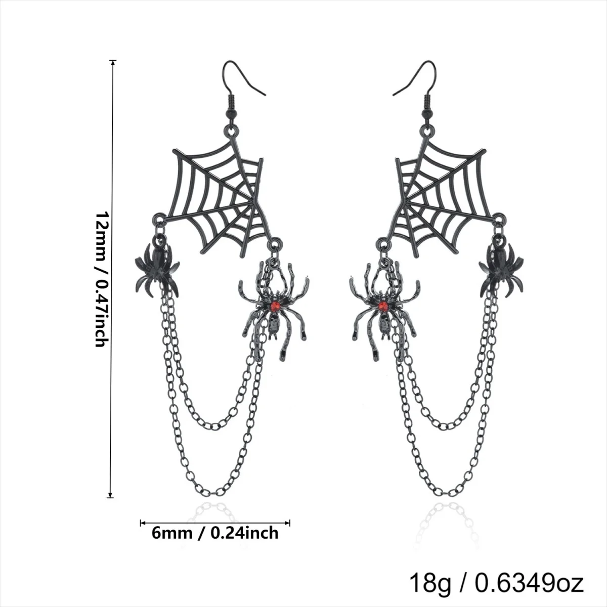 Dunkelschwarze Halloween-Spinnennetz-Ketten-Quasten-Ohrringe für Damen, Cosplay-Party, Insekten-Spinnennetz-Ohrringe, Gothic-Schmuck – Detail 30
