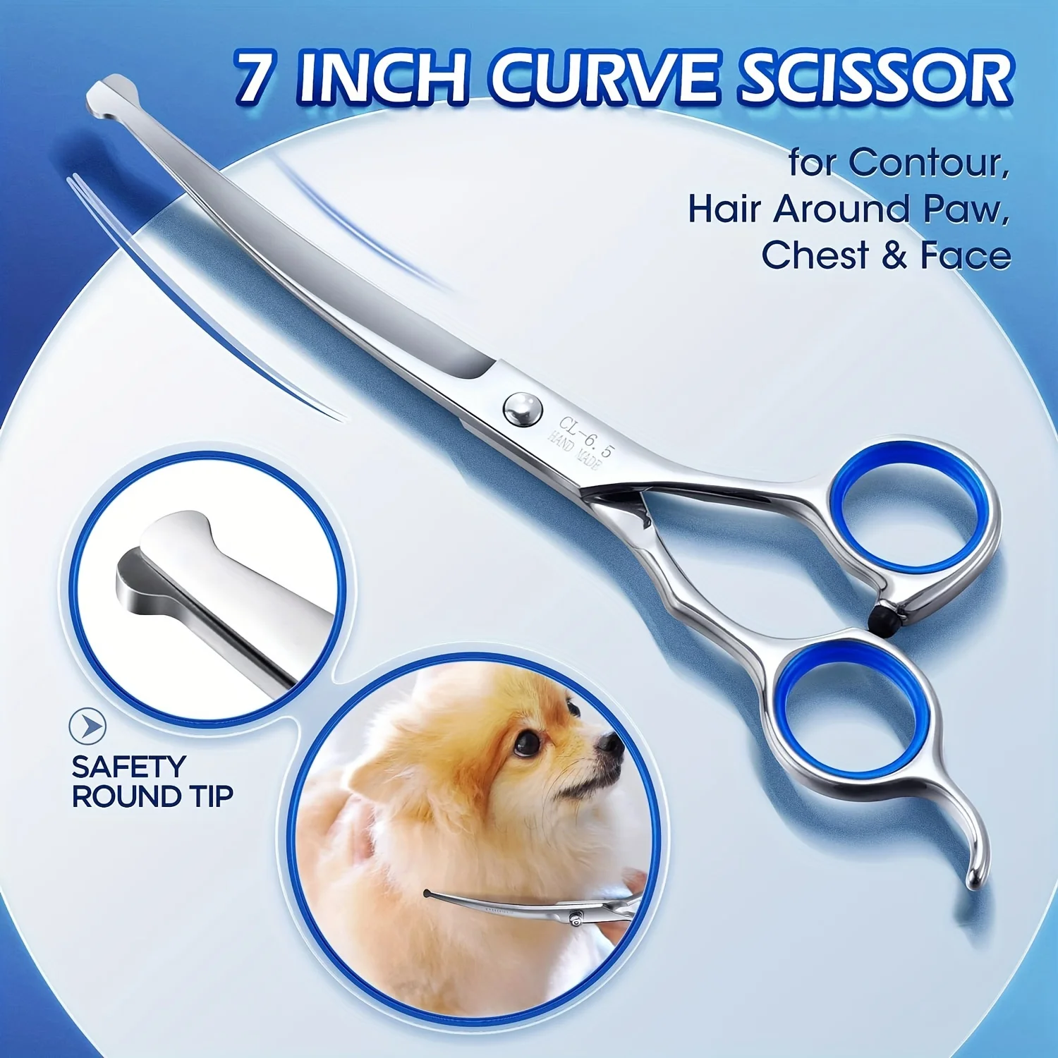 Curved dog grooming scissors, cat grooming scissors, beautician pet trimming kit, sharp and comfortable scissors