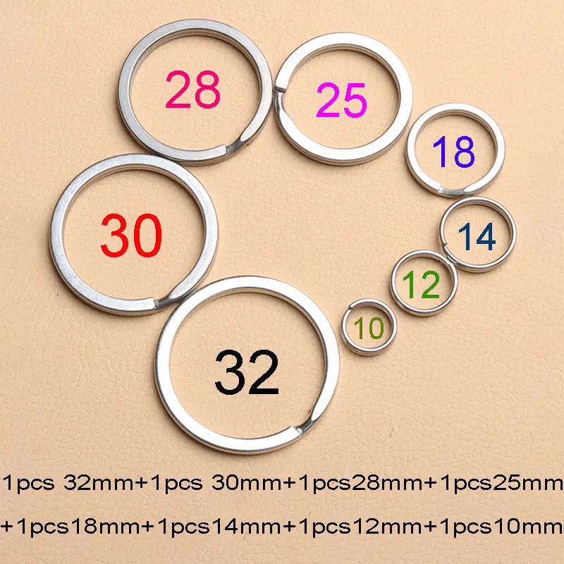 

8pcs/lot Titanium TC4 Ti Round Metal Keyring EDC Split Key Ring Key Chain 10mm/12mm/14mm/18mm/25mm/28mm/32mm Jewelry Handmade