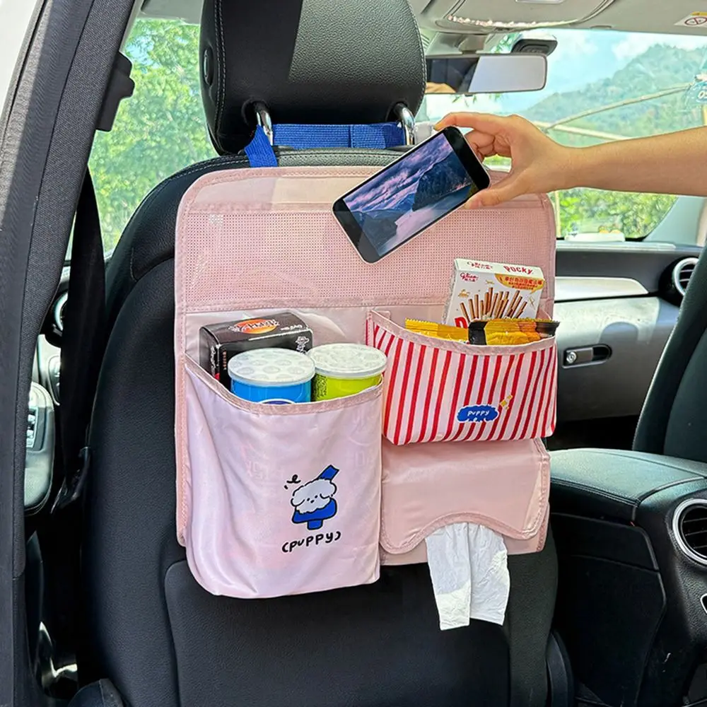 

Multi Pocket Car Seat Storage Bag Large Capacity Cartoon Pattern Rear Door Hanging Bag Foldable Easy Installation
