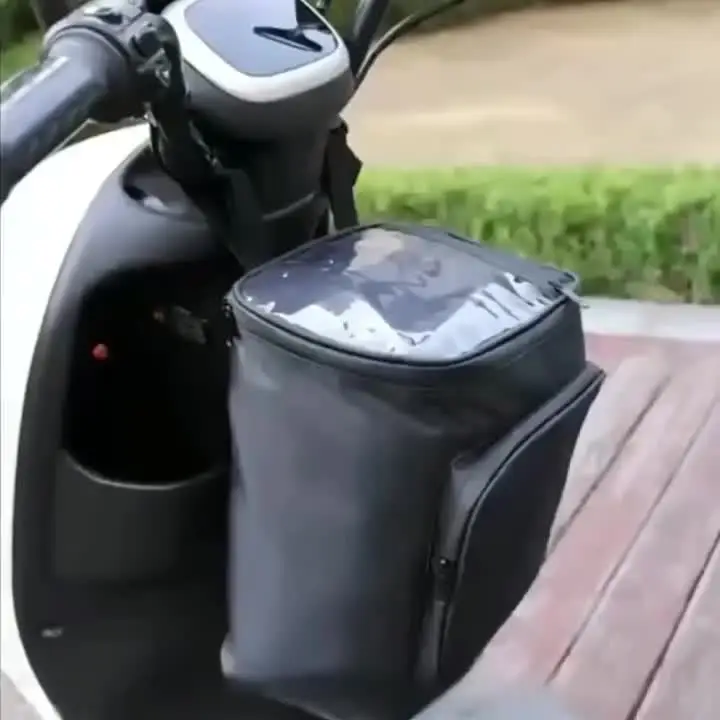 Electric Bike & Motorcycle Helmet Pouch, Large Capacity Front Bike Bag with Adjustable Shoulder Strap