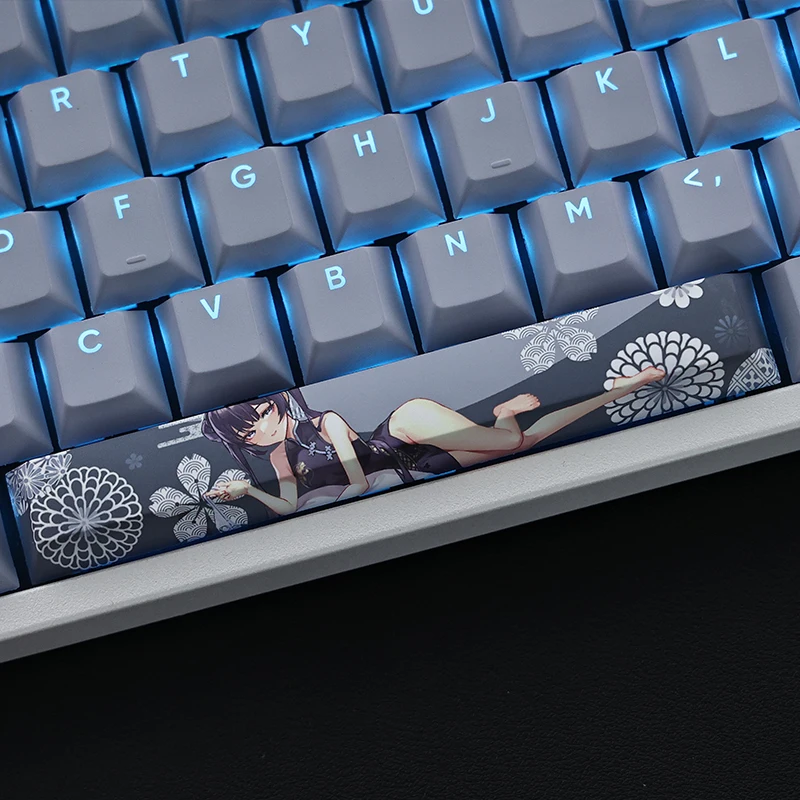 Imagem -03 - Chaves Conjunto Azul Arquivo Kisaki Backlik Keycap Pbt Lados Tintura Subbed Keycaps dos Desenhos Animados Anime Gaming Key Caps para o Layout de Ansi 108