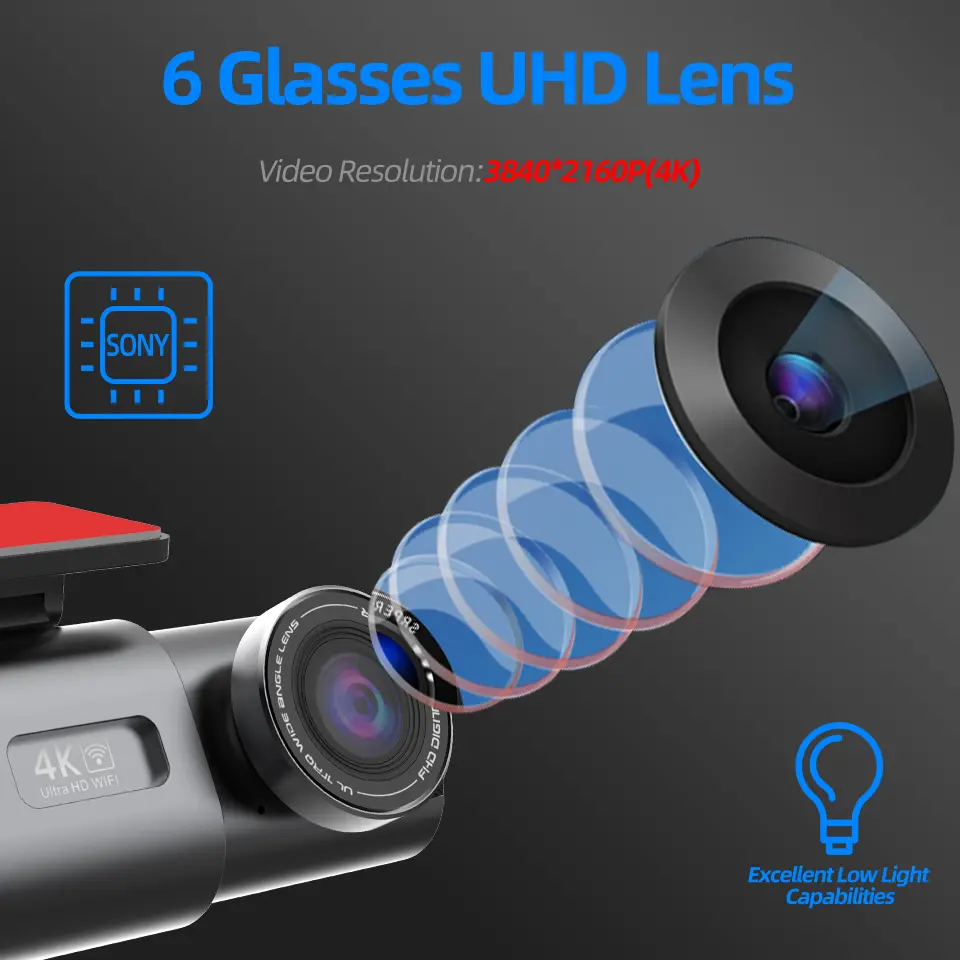 Dash Cam 4K GPS WIFI APP 24H Night Vision Mini Optional Rear Lens Dashcam Car DVR Video Recorder Camera For Car Black Box - 6