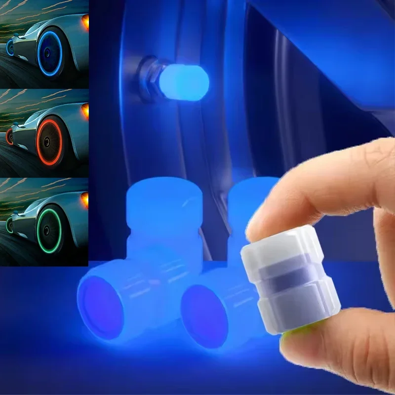 Fluorescent Night Glowing Valve Caps 4Pcs Luminous Car Wheel Tyre Hub Styling Accessories For Audi BMW Mercedes Benz VW Porsche