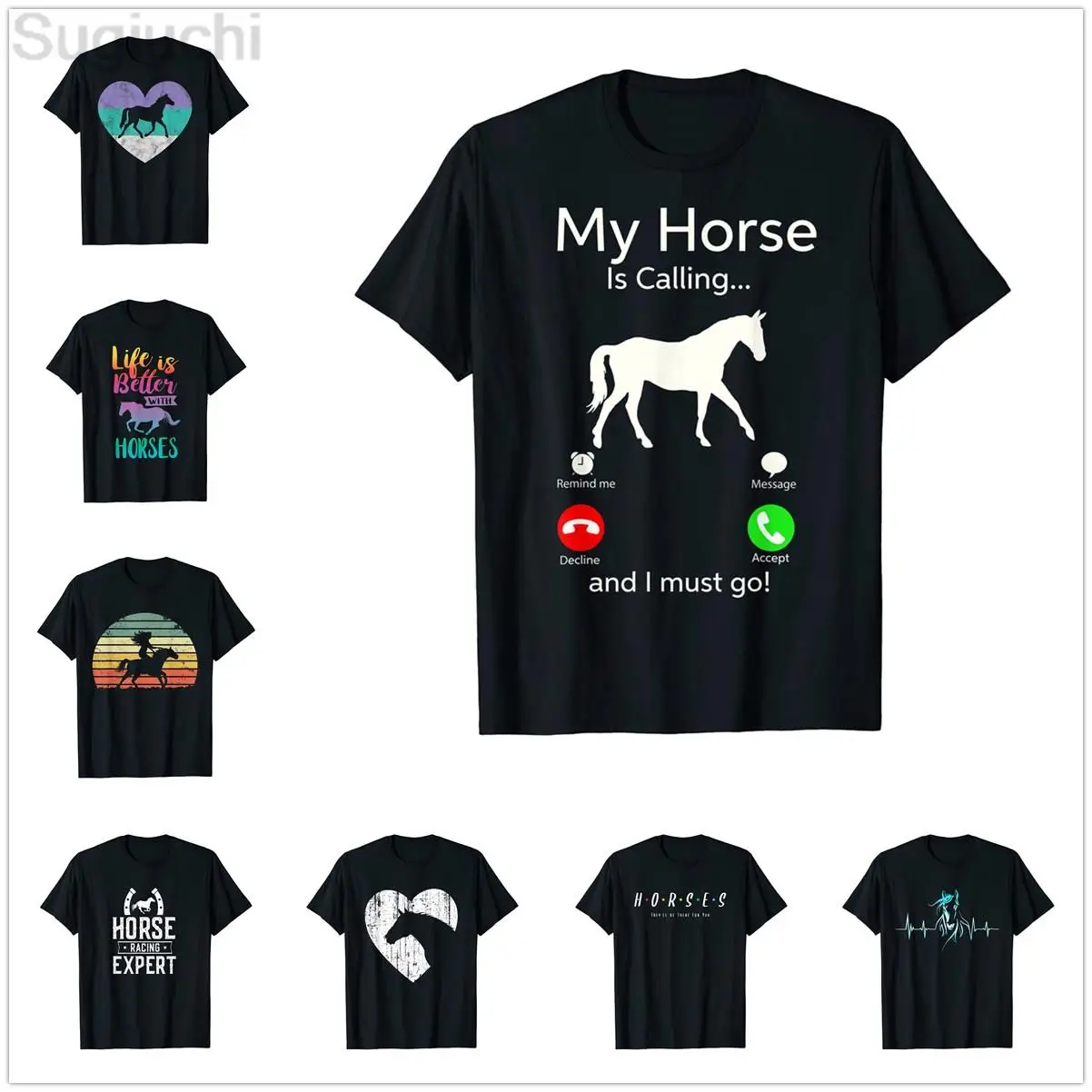 100% Cotton Vintage Retro My Horse Is Calling And I Must Go T-Shirt Graphic Harajuku Fashion Tee T Shirt XS-5XL