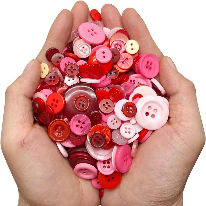 100Pcs 1-3cm Round Resin Buttons Mixed Color Button Kids Manual Button Painting 2/4Holes Button for DIY Craft Sewing Accessories