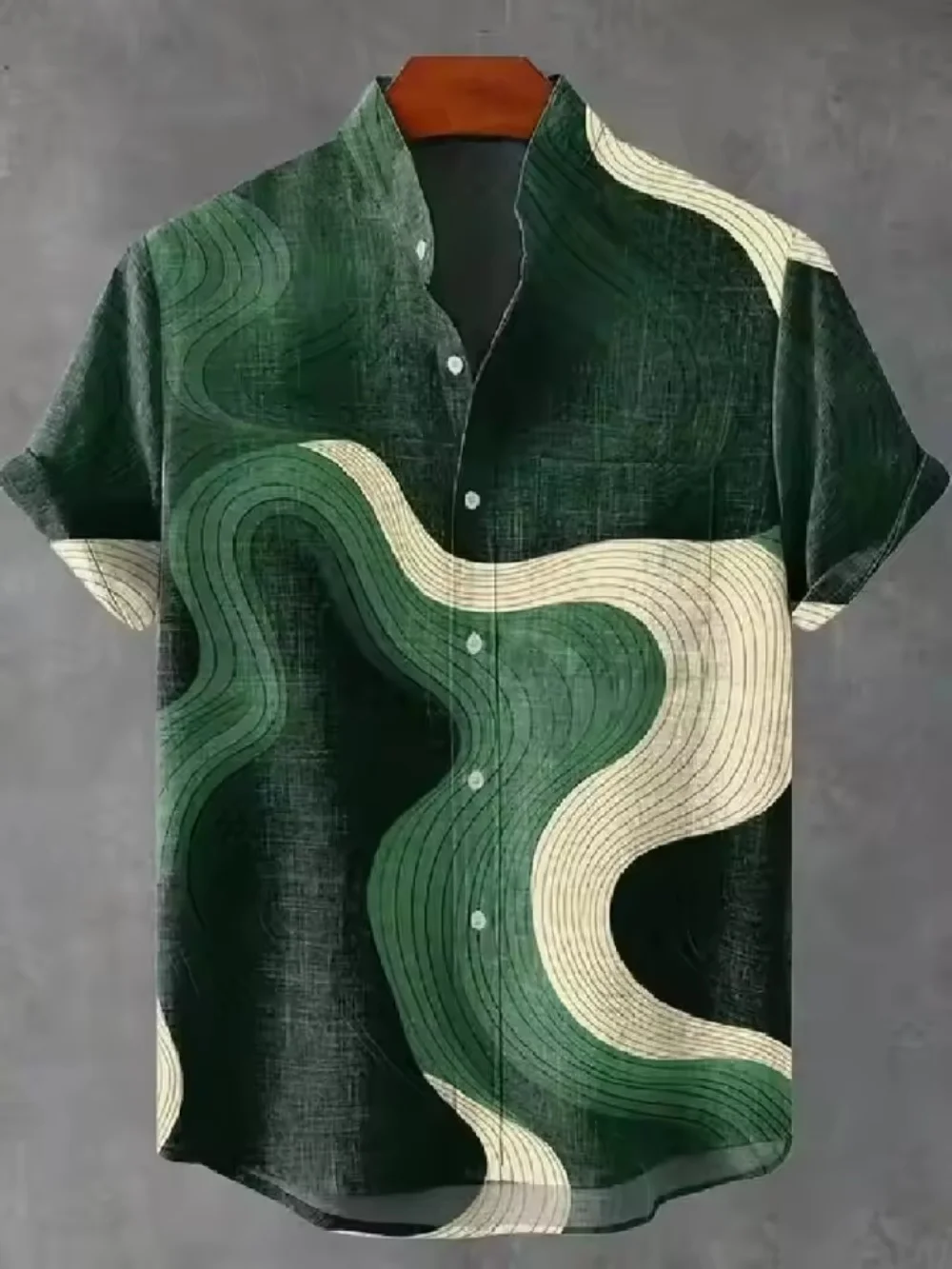 

Fashionable Spring and Autumn Men's 3D Printed Wave Pattern Art Design Pattern Men's Casual New Linen Shirt Comfortable Breathab