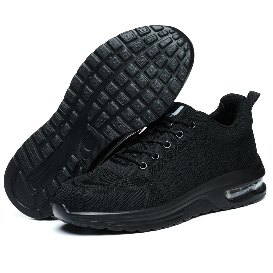 Men's Solid Color Steel Toe Safety Shoes Anti-Crush Outdoor Work Footwear Simple Sport Design Crushproof Men's Steel Toe Safety