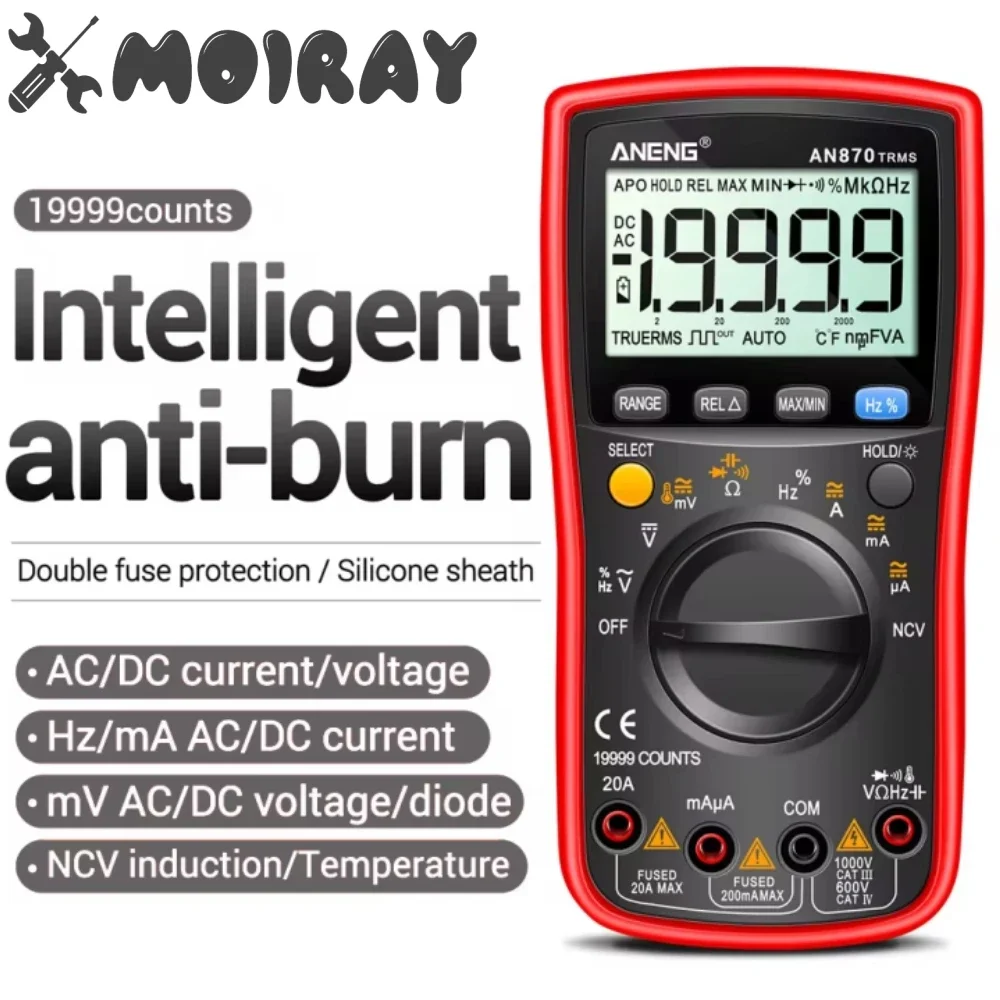 

ANENG AN870 Digital Multimeter Counts True Rms Multimeters Transistor Tester Voltimetro Profesional Capacitance Meter 19999