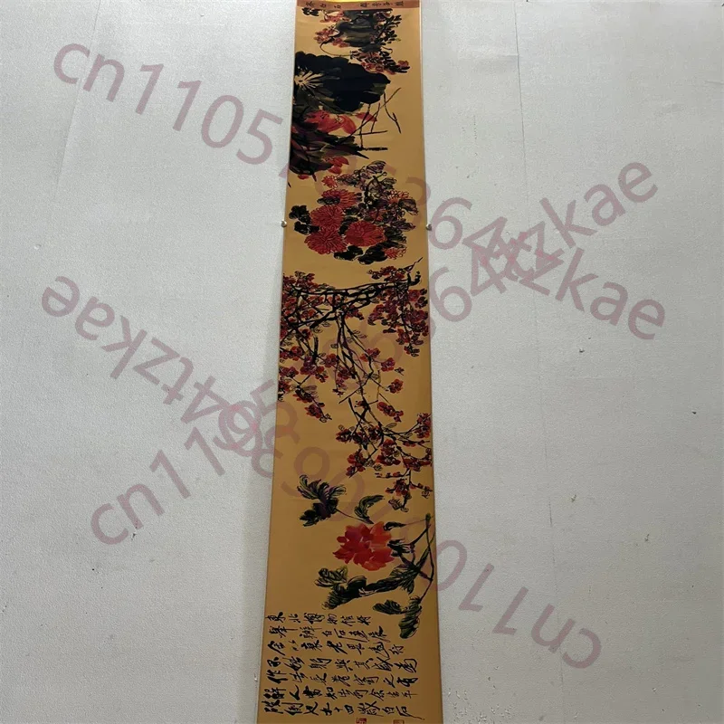 China Ancient Picture Paper,Landscape painting,Qi Baishi's group of beauties compete for beauty, Long Scroll Painting