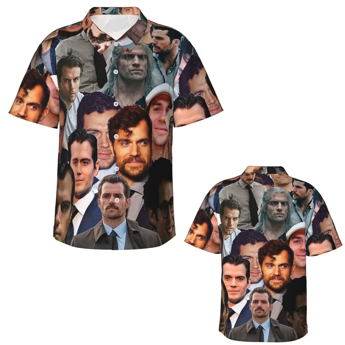 Henry Cavill Photo Collage 1 Hawaiian Shirts Fashion Men Short Sleeve Shirt for Summer Beach Men's Lapel Tops