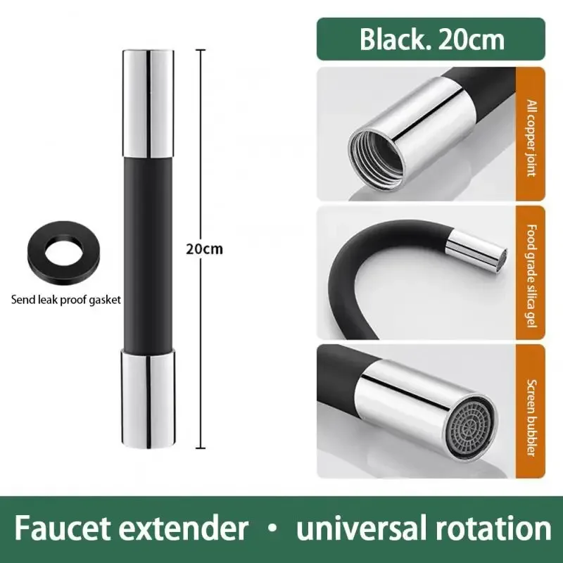 Universal Faucet Extender Hose - 360° Rotating & Bending, Fits Kitchen, Bathroom, Outdoor Faucets, Washbasin Tap Filter with Spl