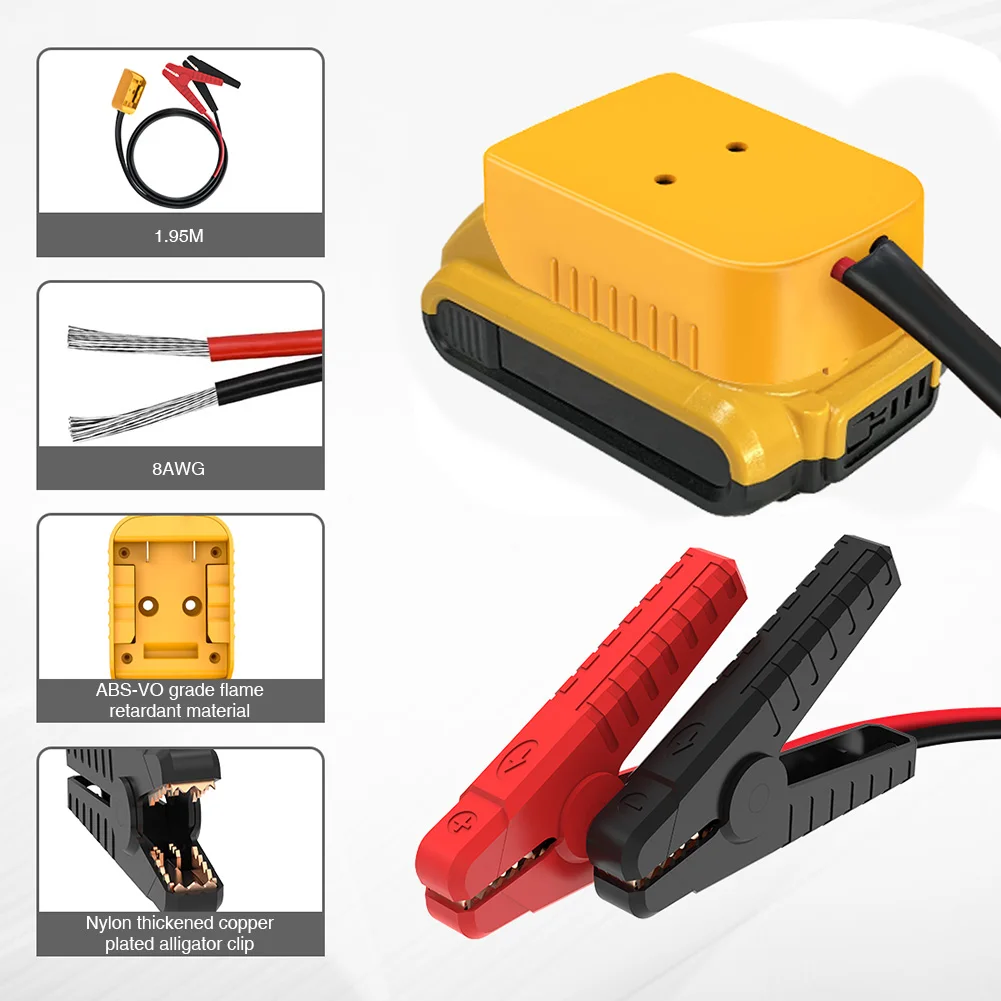 

Jumper Cable Clamps 8AWG Automotive Booster Cable Auto Booster Cable Compatible for Dewalt 18V/20V Battery