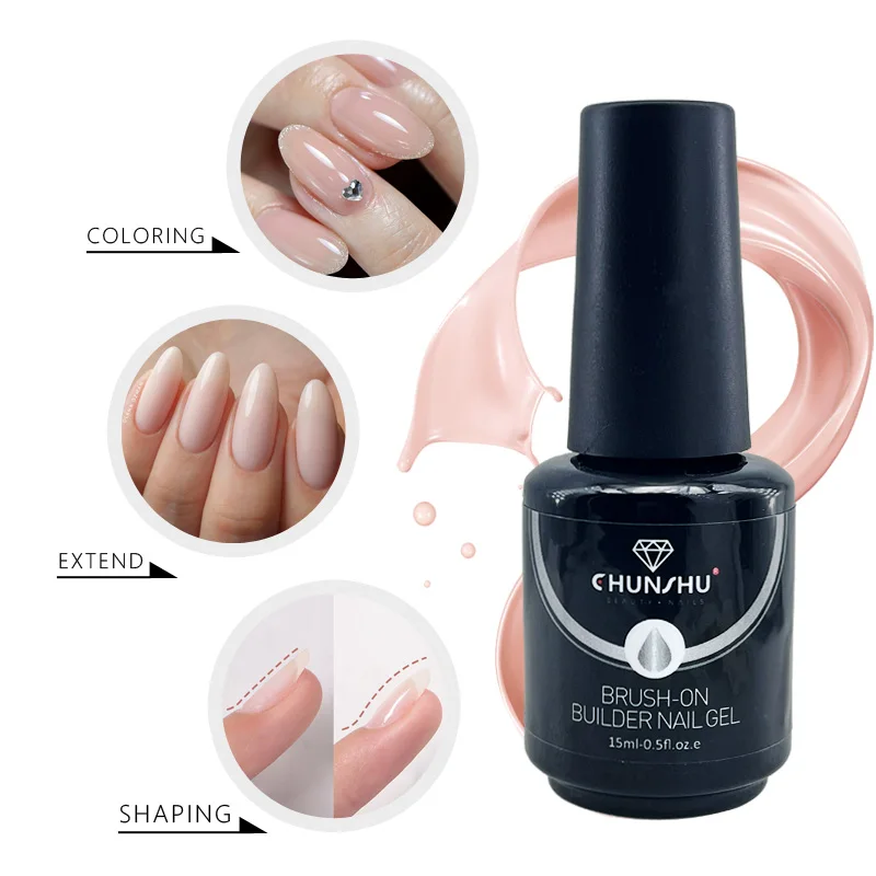 CHUNSHU Quick Extension Gel Nail Polish 15ml Builder In a Bottle Brush On Sculpting Self Leveling Hard Gel Enhancement Nails Art