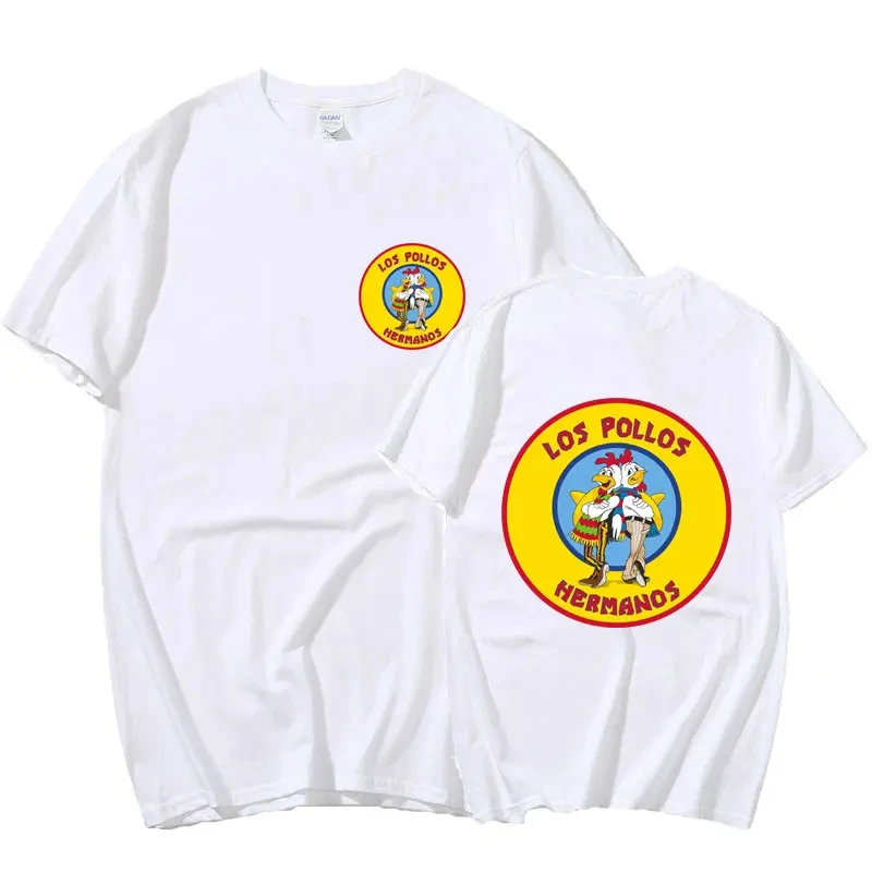 تي شيرت "Breaking Bad" Los Pollos Hermanos مطبوع على الوجهين، تي شيرت قطني للرجال من Funny Chicken Brothers، ملابس الشارع